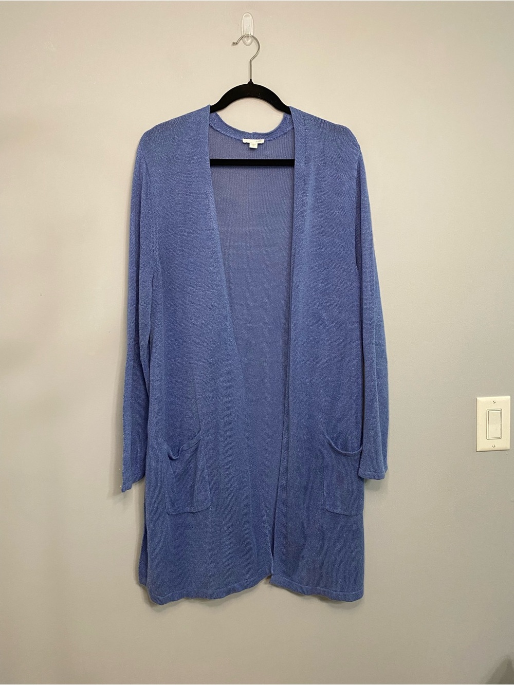 J. Jill Linen Blend Open Front Blue Cardigan Women’s Size XL